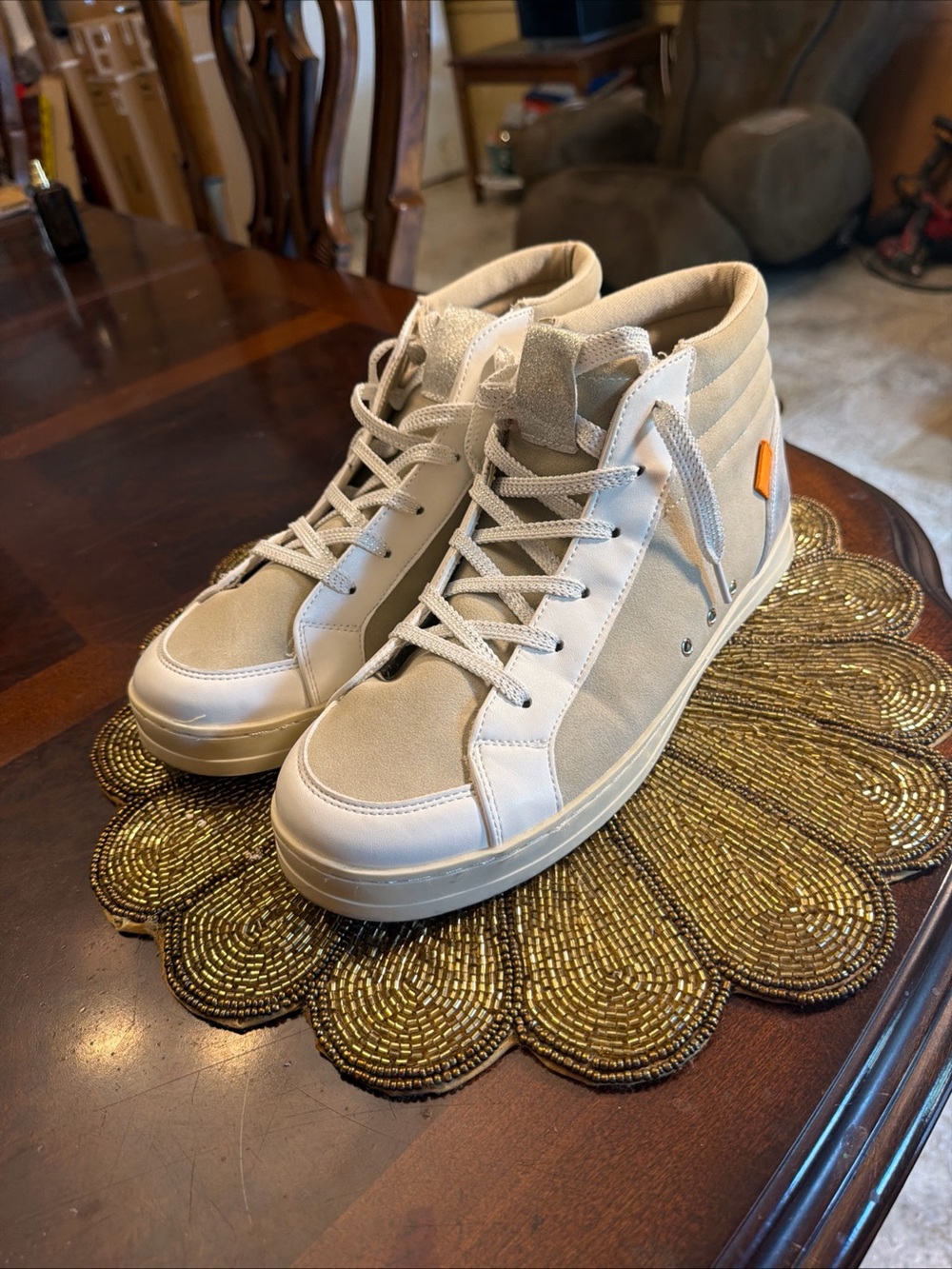 Women  Casual High-Top Sneakers in Beige